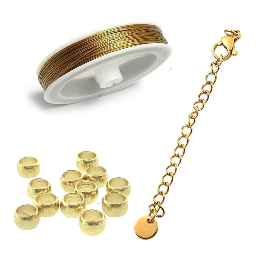 DIY | Ketting rijgen basis setje GOUD incl. karabijnsluiting en verlengketting-Kraaltjes van Renate