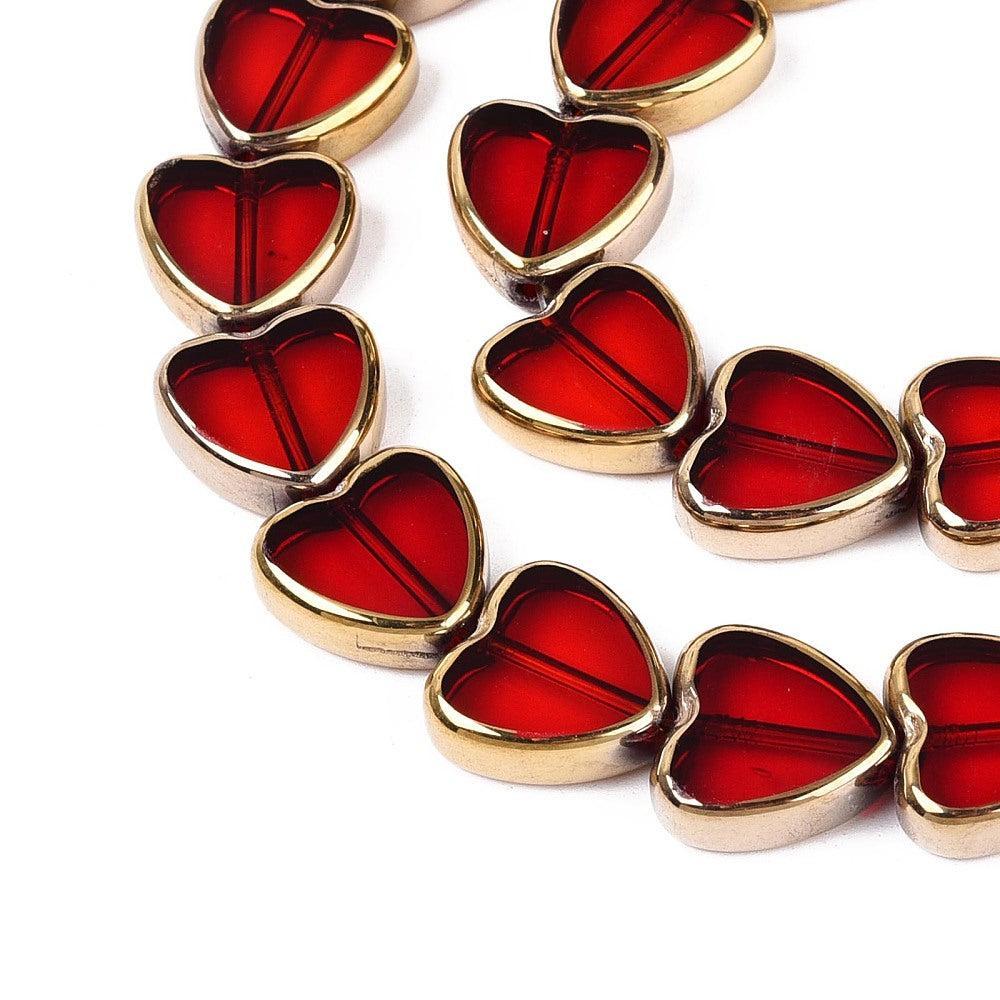 Electroplated glas kraal hart rood 13mm - per stuk-Kralen-Kraaltjes van Renate