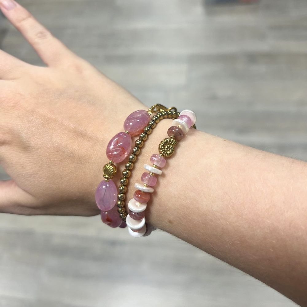 DIY | Roze schelp armbanden set