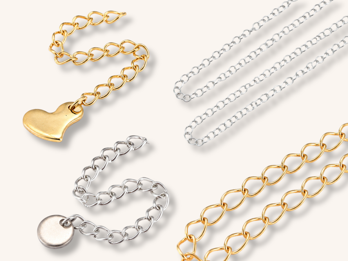 Verlengketting voor sieraden, in goud en zilver