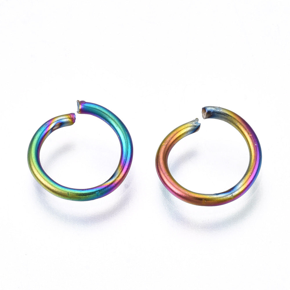 Ringetjes premium RVS rainbow 10x1mm - per 6 stuks
