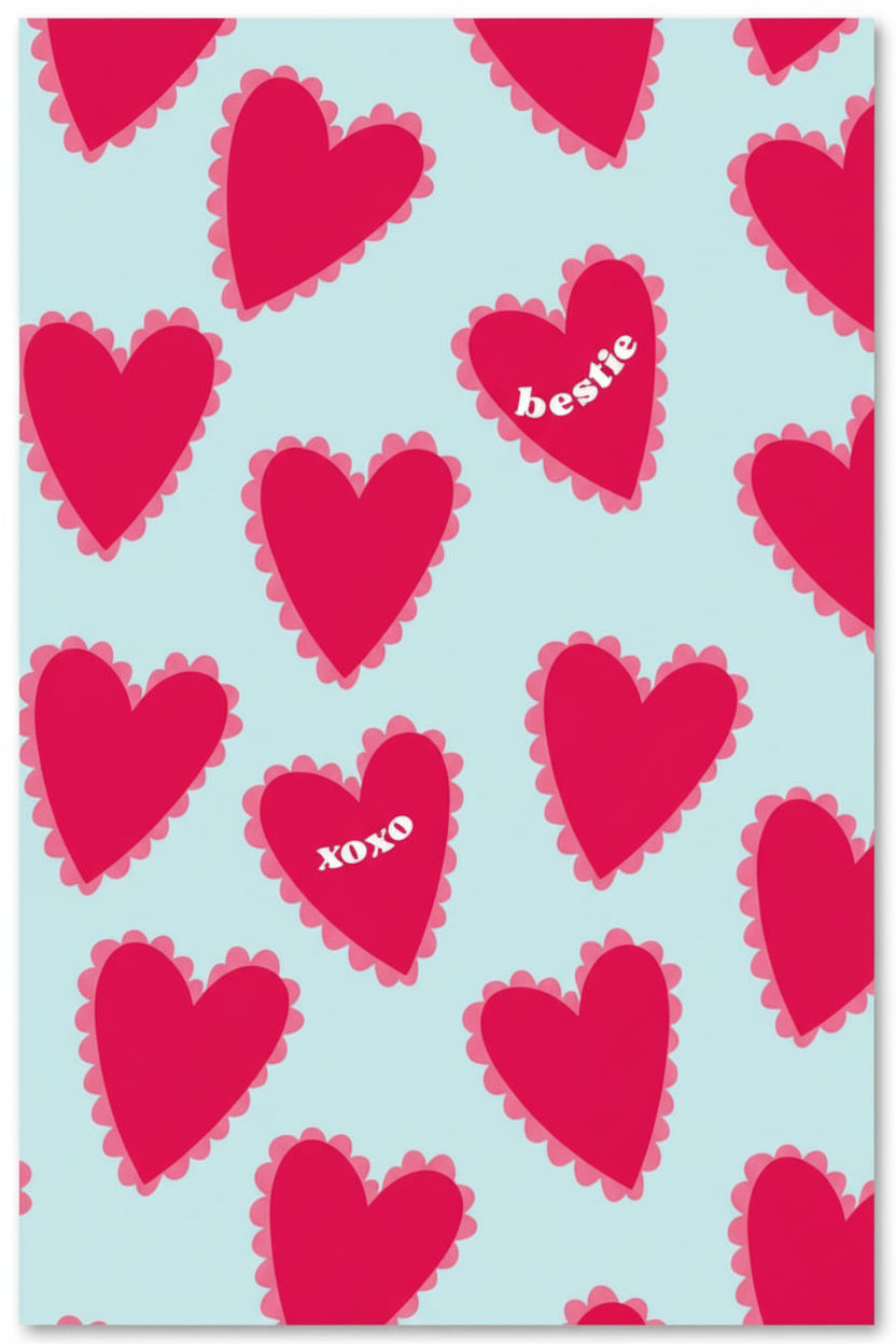 Sieraden Kaartjes "Bestie XOXO" Lichtblauw-rood - per stuk