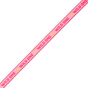 Lint met tekst Wild one roze / geel / rood - per meter