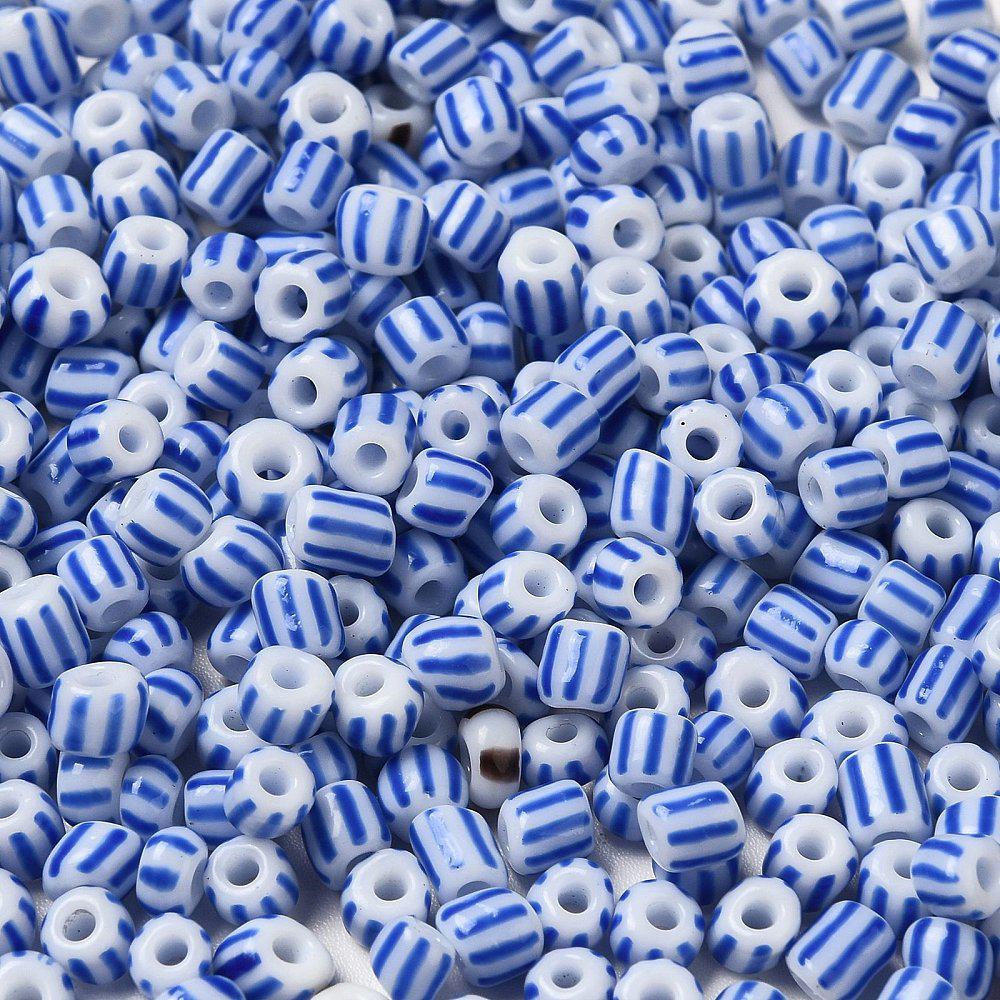 6/0 Rocailles - striped blue 4mm-Kralen-Kraaltjes van Renate