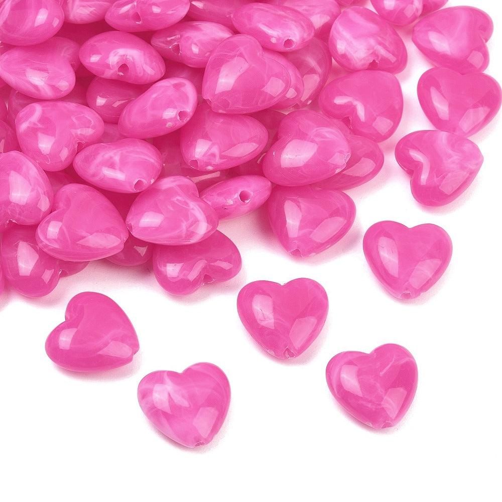 Acryl Kralen Hart Fuchsia 18mm - per stuk