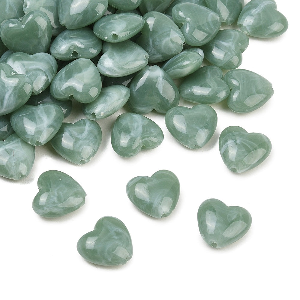 Acryl Kralen Hart Groen 18mm - per stuk