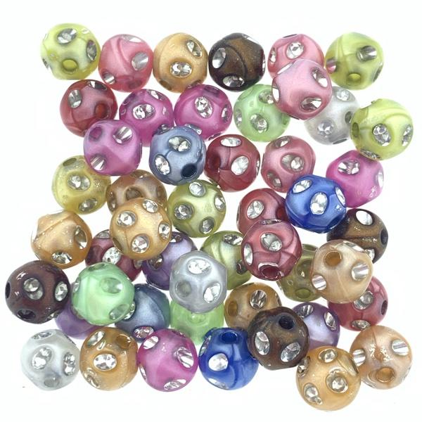 Acryl Bling rond metallic mix 6mm - 48 stuks-Kraaltjes van Renate