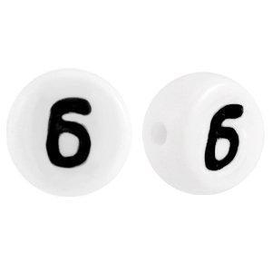 Letterkraal acryl getal 6 wit 7mm - 10 stuks-Kraaltjes van Renate