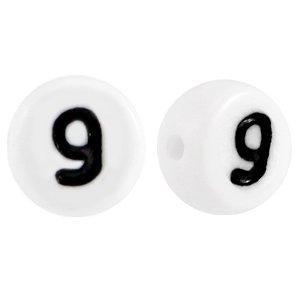 Letterkraal acryl getal 9 wit 7mm - 10 stuks-Kraaltjes van Renate