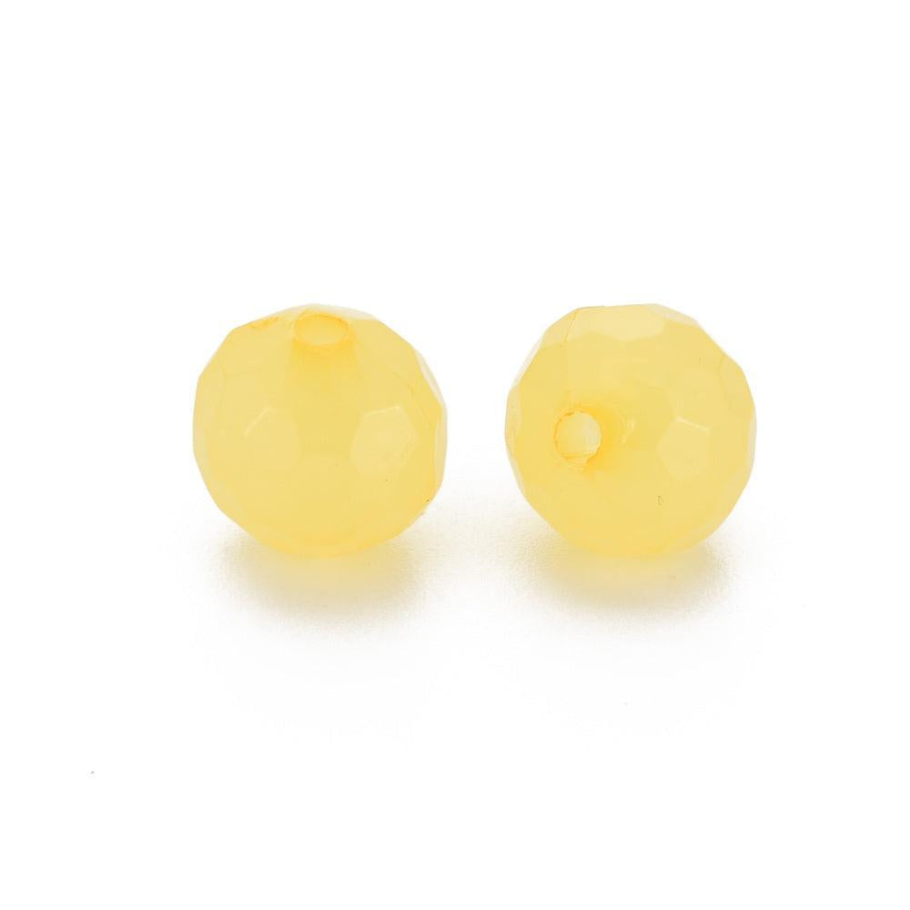 Acryl Facet Rond Geel 10mm - 25 stuks-Kralen-Kraaltjes van Renate