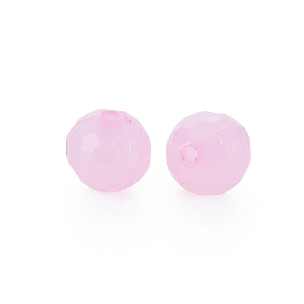 Acryl Facet Rond Licht Roze 10mm - 25 stuks-Kralen-Kraaltjes van Renate