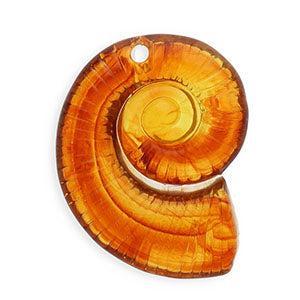 Acryl Hanger Schelp Amber bruin 70mm - per stuk-Bedels-Kraaltjes van Renate