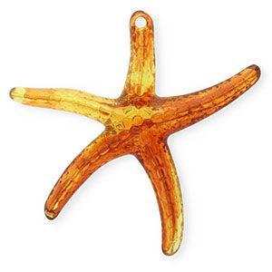 Acryl Hanger Zeester Amber bruin 88mm - per stuk-Bedels-Kraaltjes van Renate