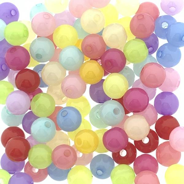Acryl Jelly rond mix 6mm - 100 stuks-Kraaltjes van Renate