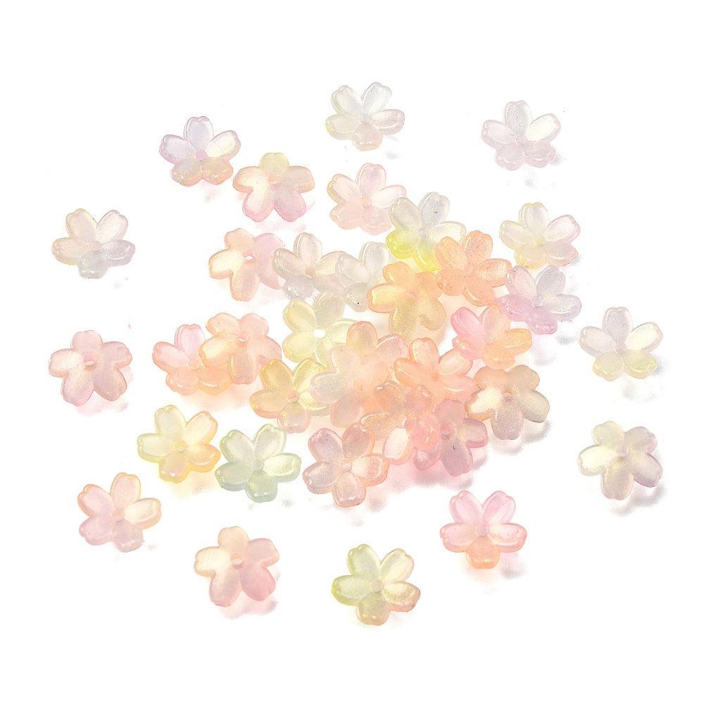 Acryl Kraaldop Bloem Multicolor 11mm - ±25 stuks-Kralen-Kraaltjes van Renate