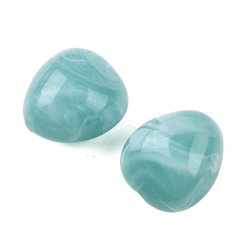 Acryl kraal driehoek marmer turquoise 24mm - per stuk-Kralen-Kraaltjes van Renate