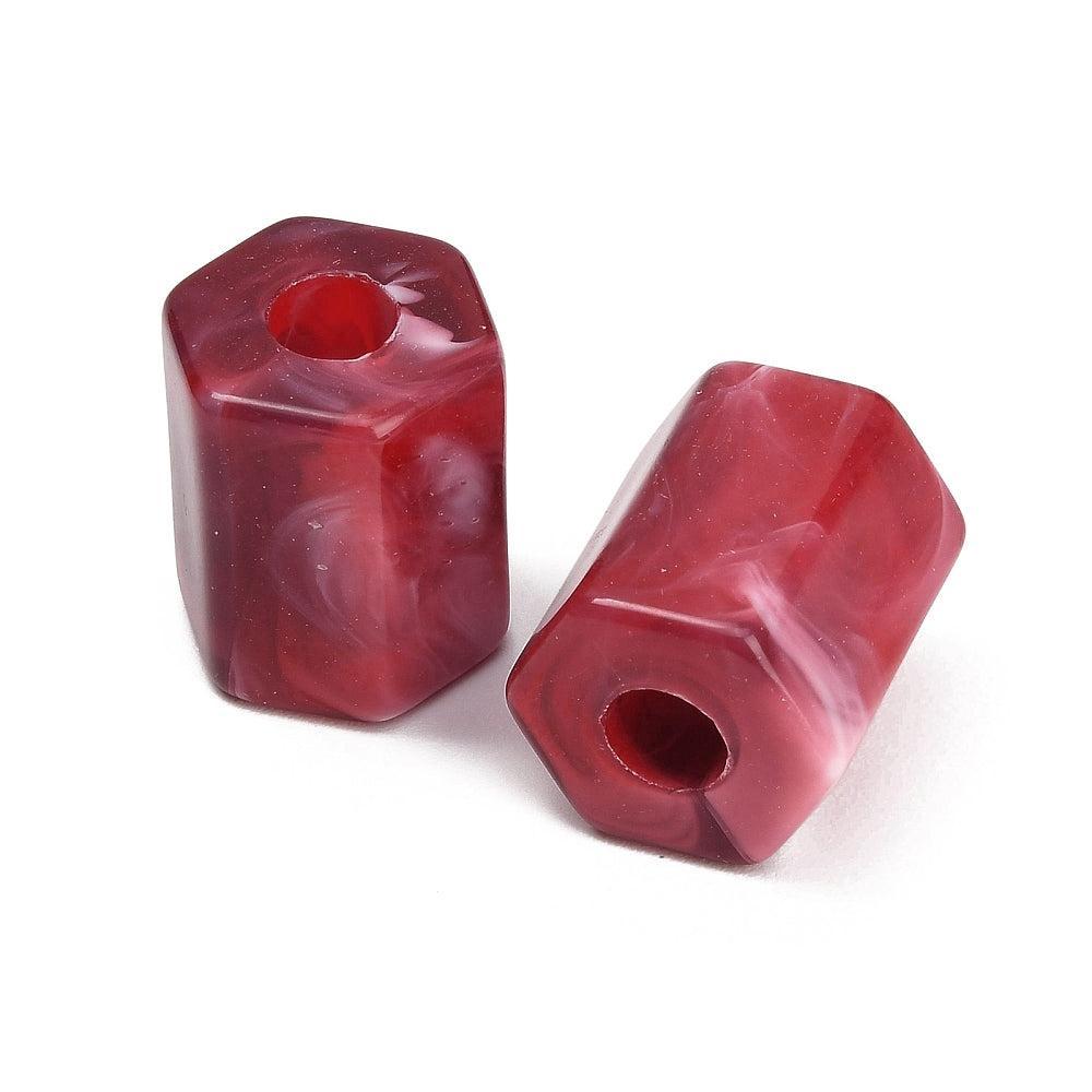 Acryl Kraal Edelsteen Look Facet Groot Gat Tube Donkerrood 25x22mm - per stuk-Kralen-Kraaltjes van Renate