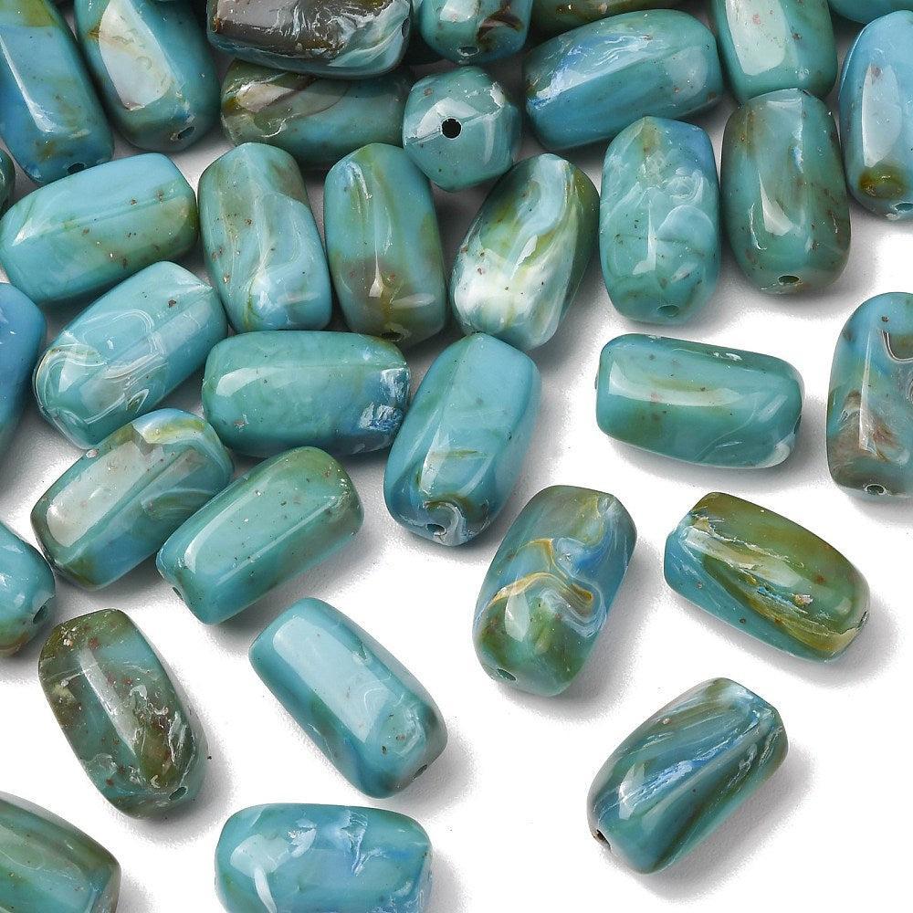 Acryl Kraal Edelsteen Look Facet Kolom Donkerturquoise 24.5x13.5mm - per stuk