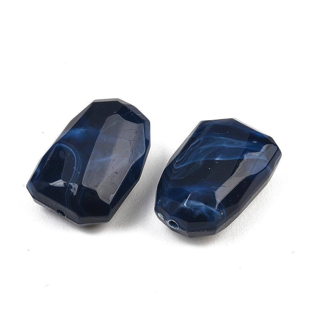Acryl Kraal Edelsteen Look Facet Rechthoek Donkerblauw 22mm - per stuk-Kralen-Kraaltjes van Renate