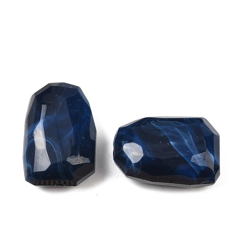 Acryl Kraal Edelsteen Look Facet Rechthoek Donkerblauw 22mm - per stuk-Kralen-Kraaltjes van Renate