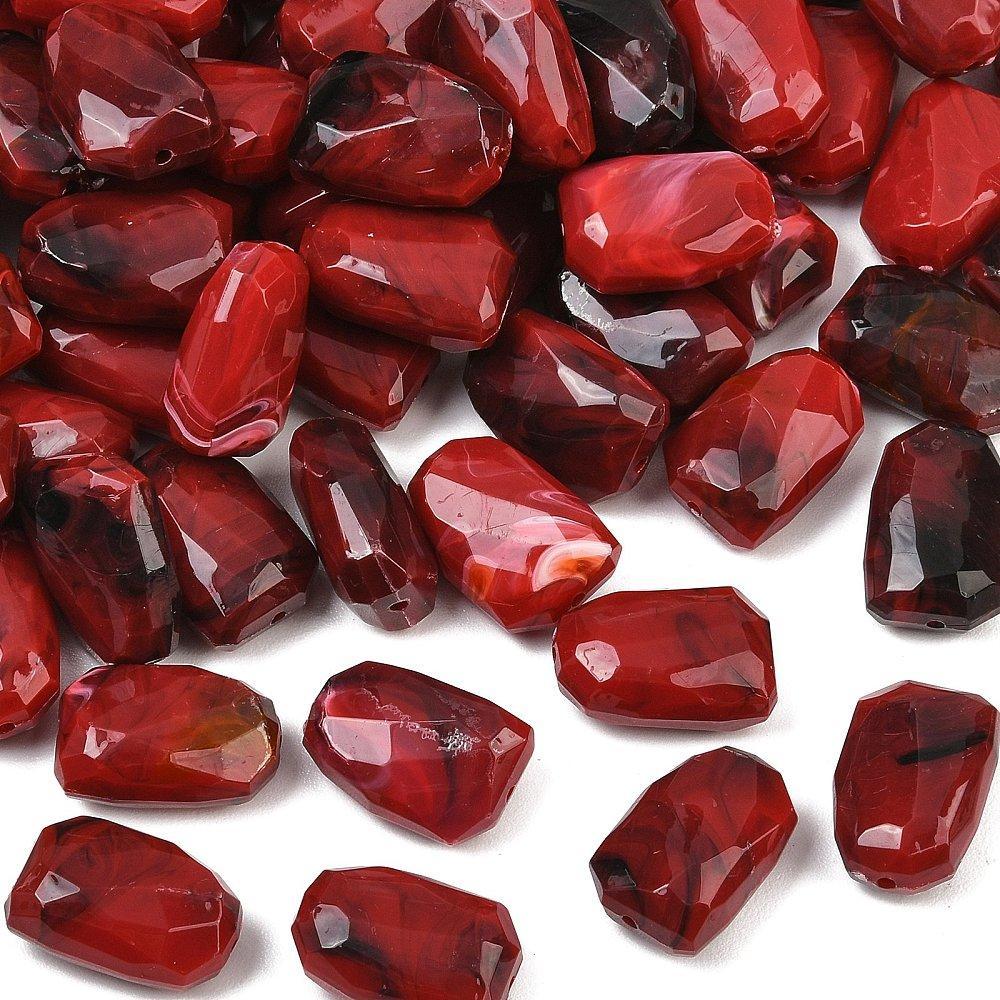 Acryl Kraal Edelsteen Look Facet Rechthoek Donkerrood 22mm - per stuk-Kralen-Kraaltjes van Renate