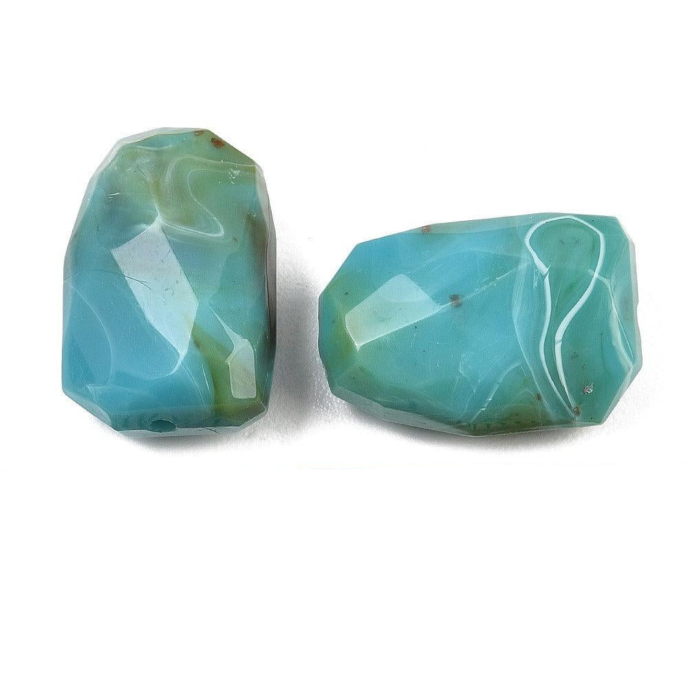 Acryl Kraal Edelsteen Look Facet Rechthoek Turquoise 22mm - per stuk-Kralen-Kraaltjes van Renate