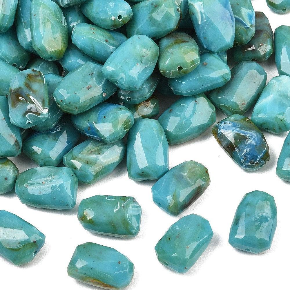 Acryl Kraal Edelsteen Look Facet Rechthoek Turquoise 22mm - per stuk-Kralen-Kraaltjes van Renate