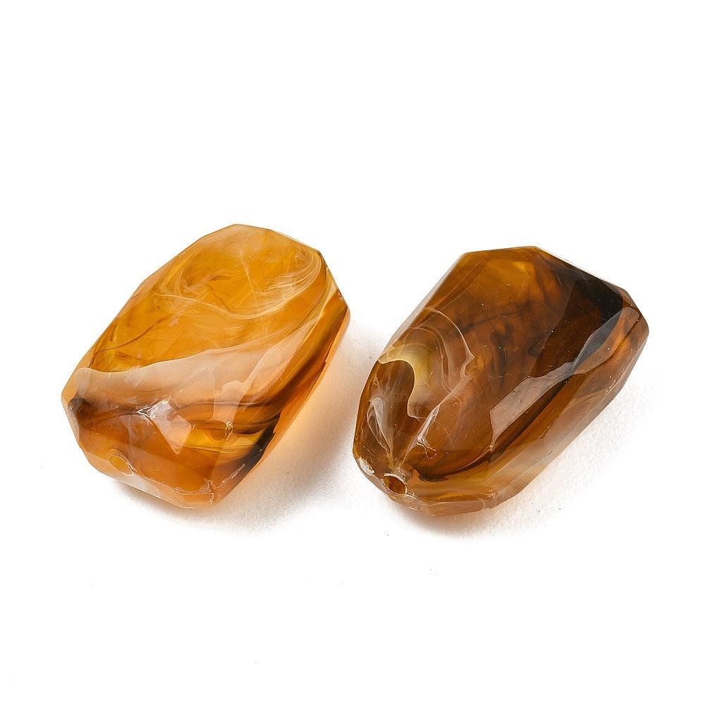 Acryl Kraal Edelsteen Look Facet Rechthoek Zandbruin 22mm - per stuk-Kralen-Kraaltjes van Renate