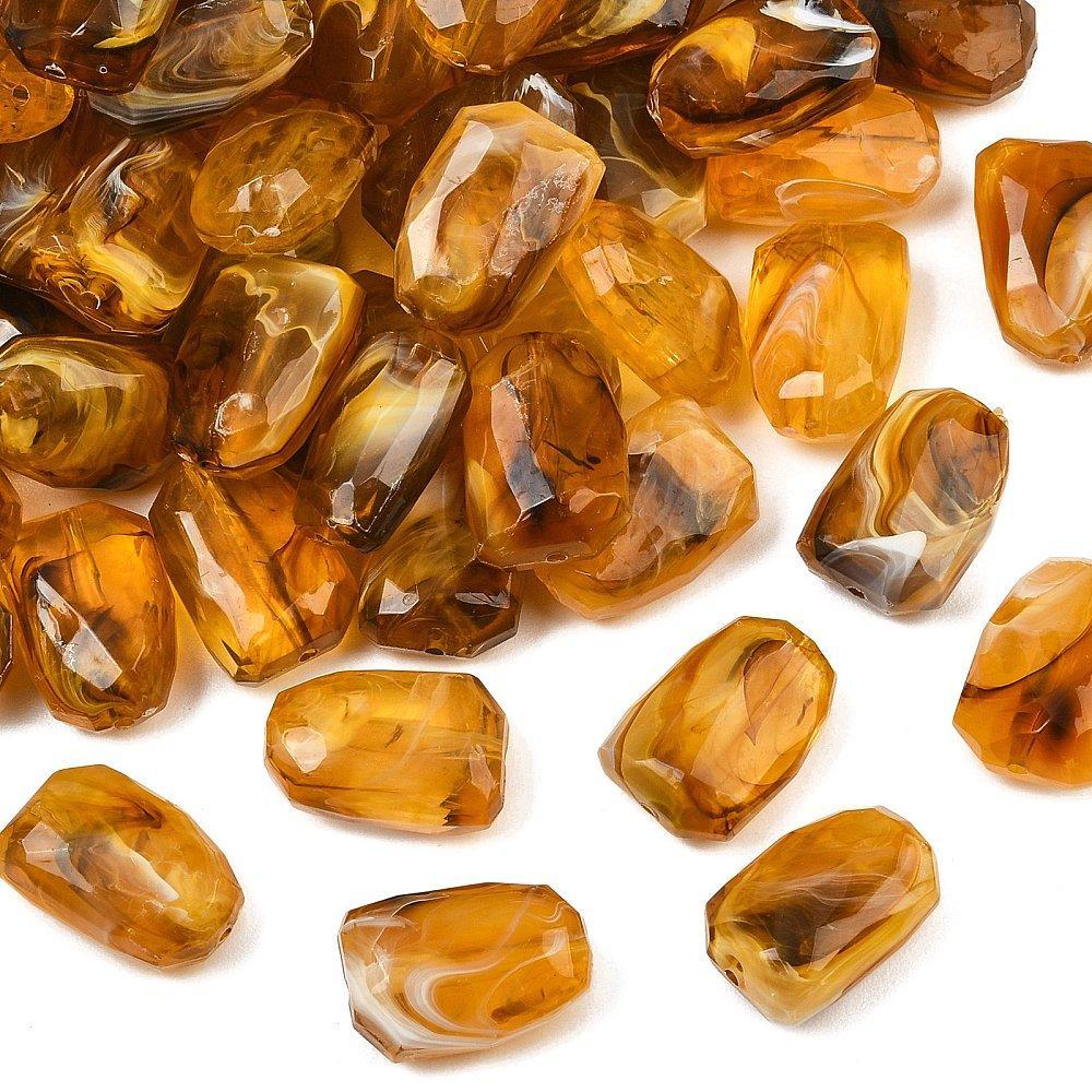 Acryl Kraal Edelsteen Look Facet Rechthoek Zandbruin 22mm - per stuk-Kralen-Kraaltjes van Renate