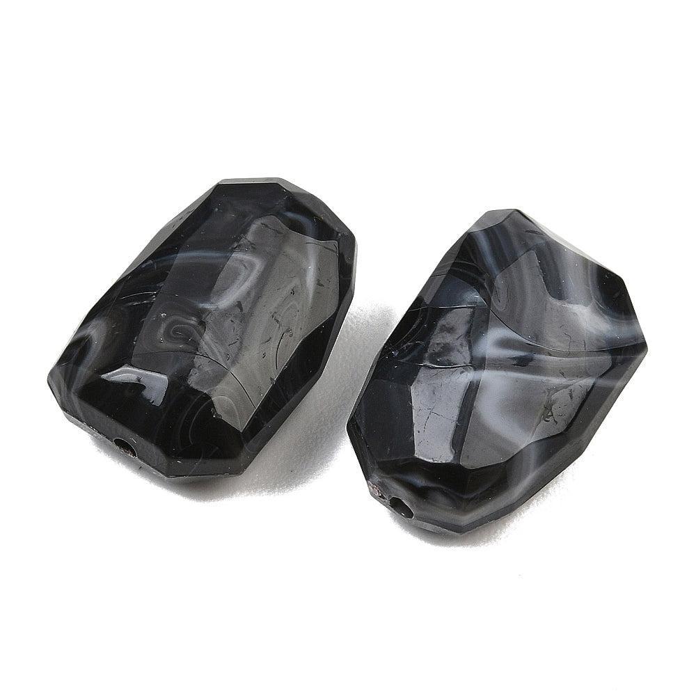 Acryl Kraal Edelsteen Look Facet Rechthoek Zwart 22mm - per stuk-Kralen-Kraaltjes van Renate