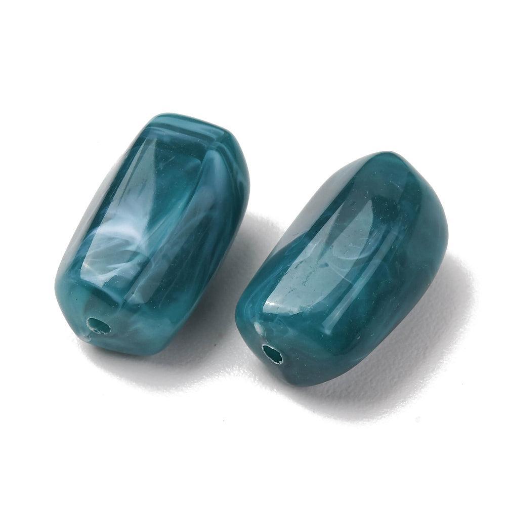 Acryl Kraal Edelsteen Look Facet Tube Petrol 25x14mm - per stuk-Kralen-Kraaltjes van Renate