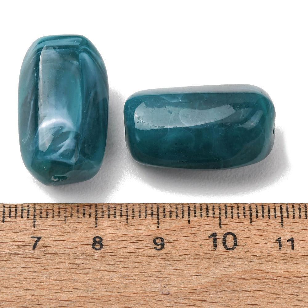 Acryl Kraal Edelsteen Look Facet Tube Petrol 25x14mm - per stuk-Kralen-Kraaltjes van Renate