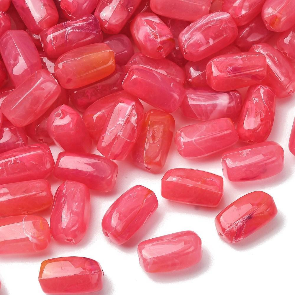 Acryl Kraal Edelsteen Look Facet Tube Rood 25x14mm - per stuk-Kralen-Kraaltjes van Renate