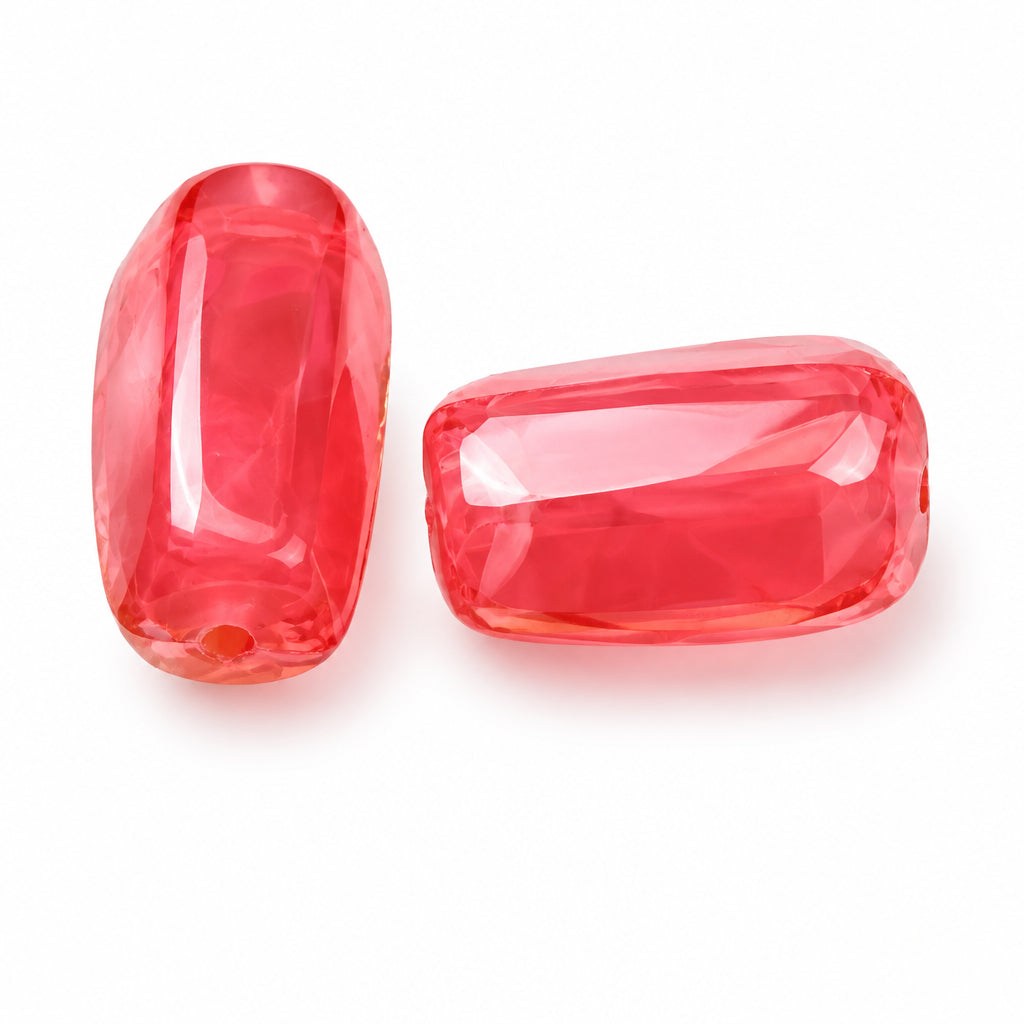 Acryl Kraal Edelsteen Look Facet Tube Rood 25x14mm - per stuk-Kralen-Kraaltjes van Renate