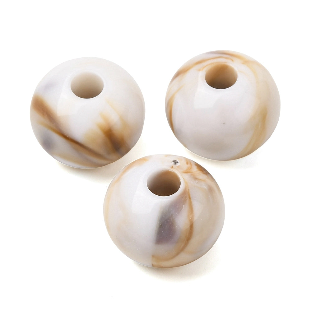 Acryl Kraal Edelsteen Look Groot Gat Rond Crème 17mm - per stuk-Kralen-Kraaltjes van Renate