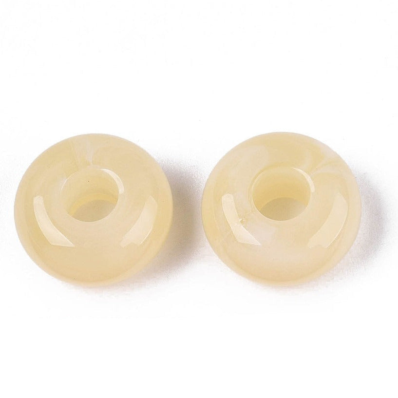 Acryl Kraal Edelsteen Look Groot Gat Rondel Beige 14x7mm - per stuk-Kralen-Kraaltjes van Renate