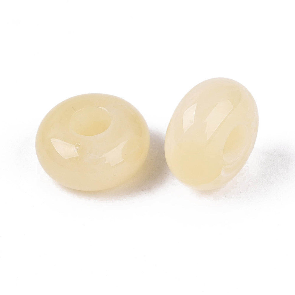 Acryl Kraal Edelsteen Look Groot Gat Rondel Beige 14x7mm - per stuk-Kralen-Kraaltjes van Renate