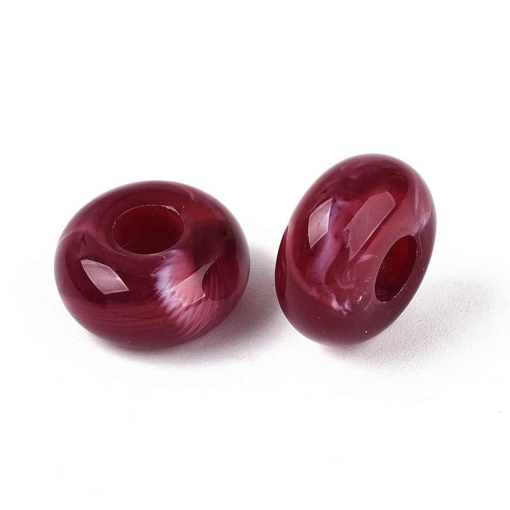 Acryl Kraal Edelsteen Look Groot Gat Rondel Bordeaux 14x7mm - per stuk-Kralen-Kraaltjes van Renate