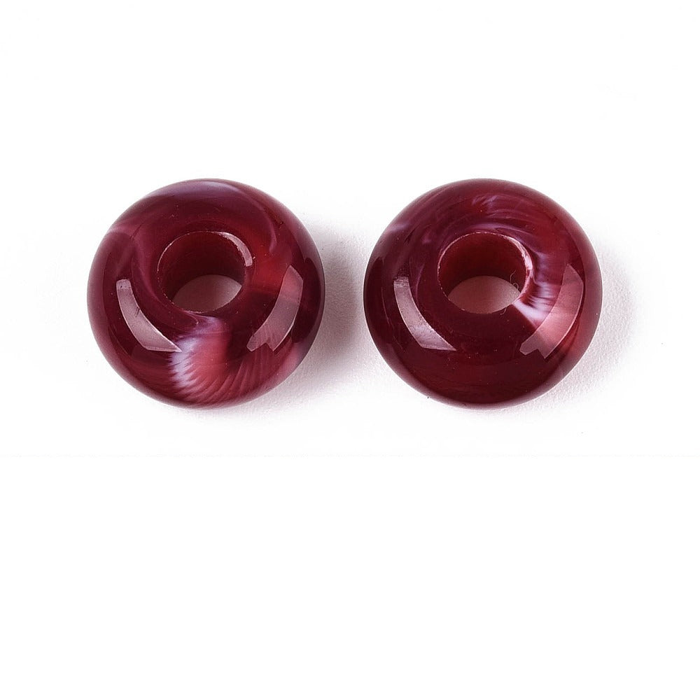 Acryl Kraal Edelsteen Look Groot Gat Rondel Bordeaux 14x7mm - per stuk-Kralen-Kraaltjes van Renate