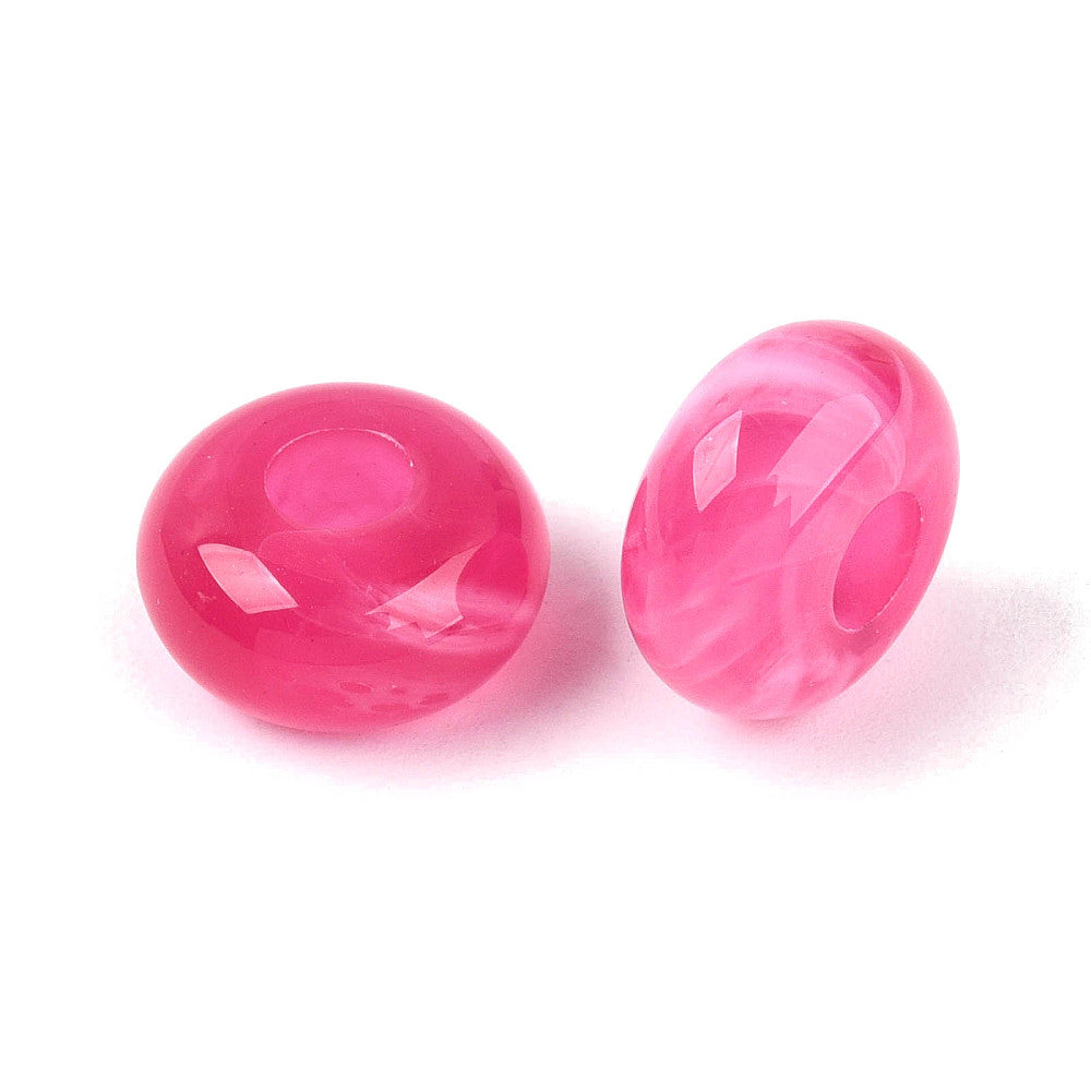 Acryl Kraal Edelsteen Look Groot Gat Rondel Fuchsia 14x7mm - per stuk-Kralen-Kraaltjes van Renate