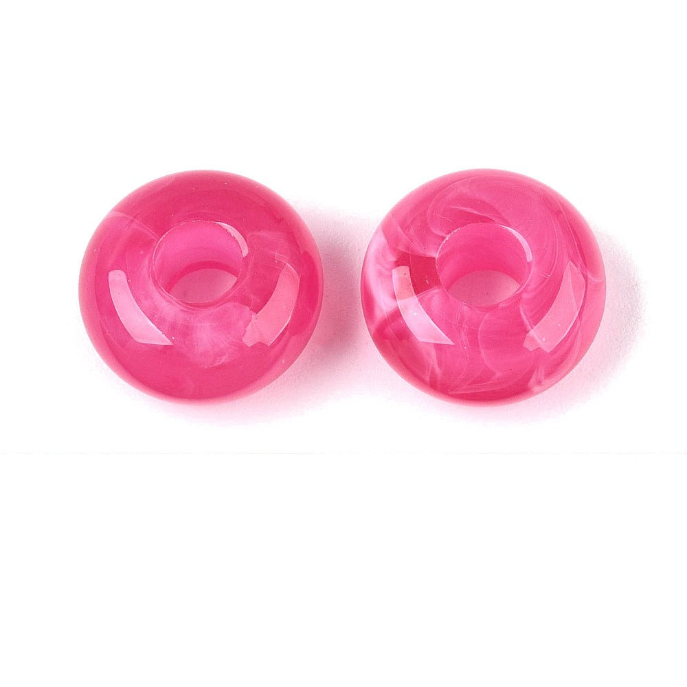Acryl Kraal Edelsteen Look Groot Gat Rondel Fuchsia 14x7mm - per stuk-Kralen-Kraaltjes van Renate