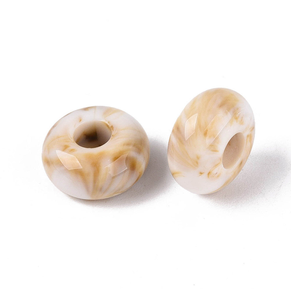 Acryl Kraal Edelsteen Look Groot Gat Rondel Gebroken Wit 14x7mm - per stuk-Kralen-Kraaltjes van Renate