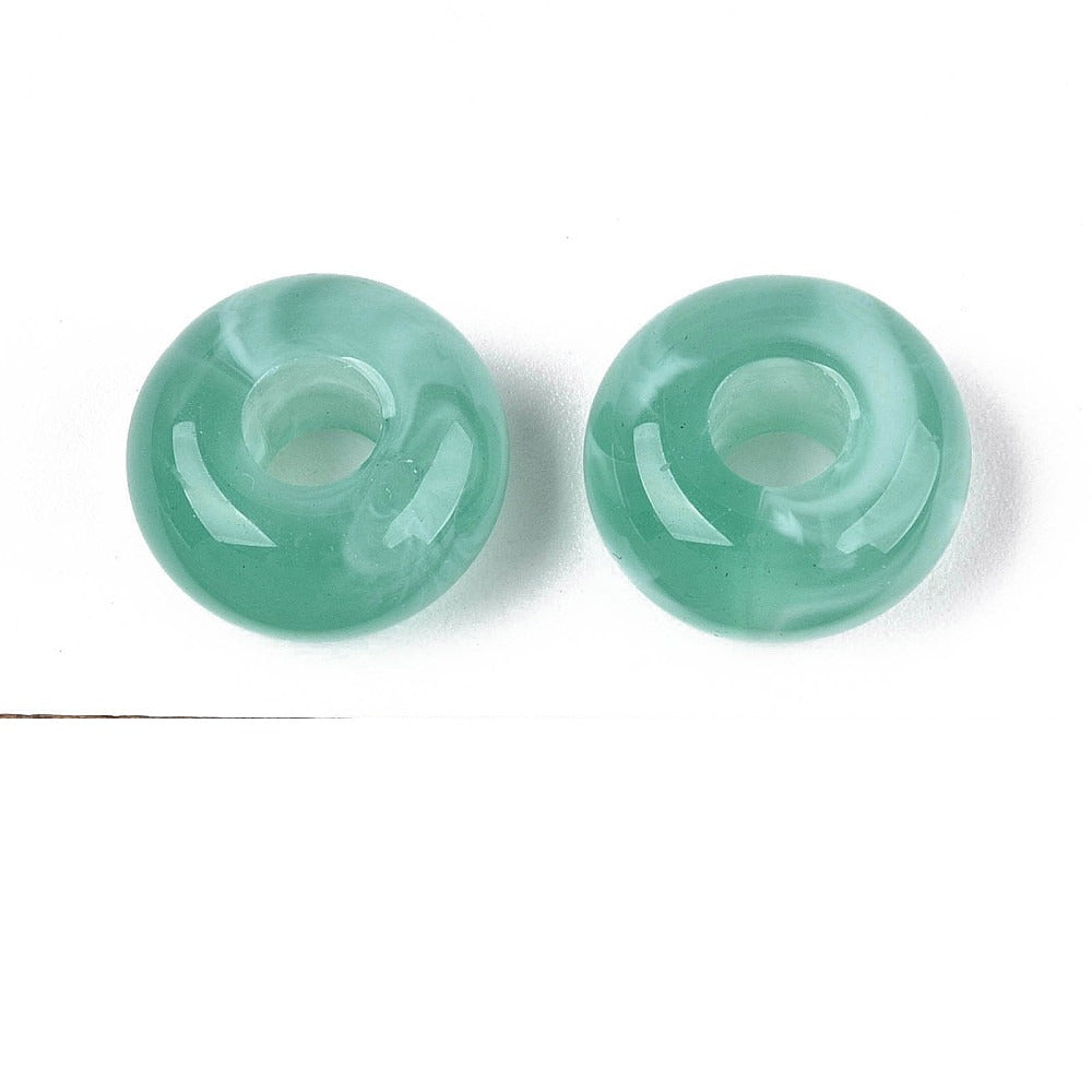 Acryl Kraal Edelsteen Look Groot Gat Rondel Jadegroen 14x7mm - per stuk-Kralen-Kraaltjes van Renate