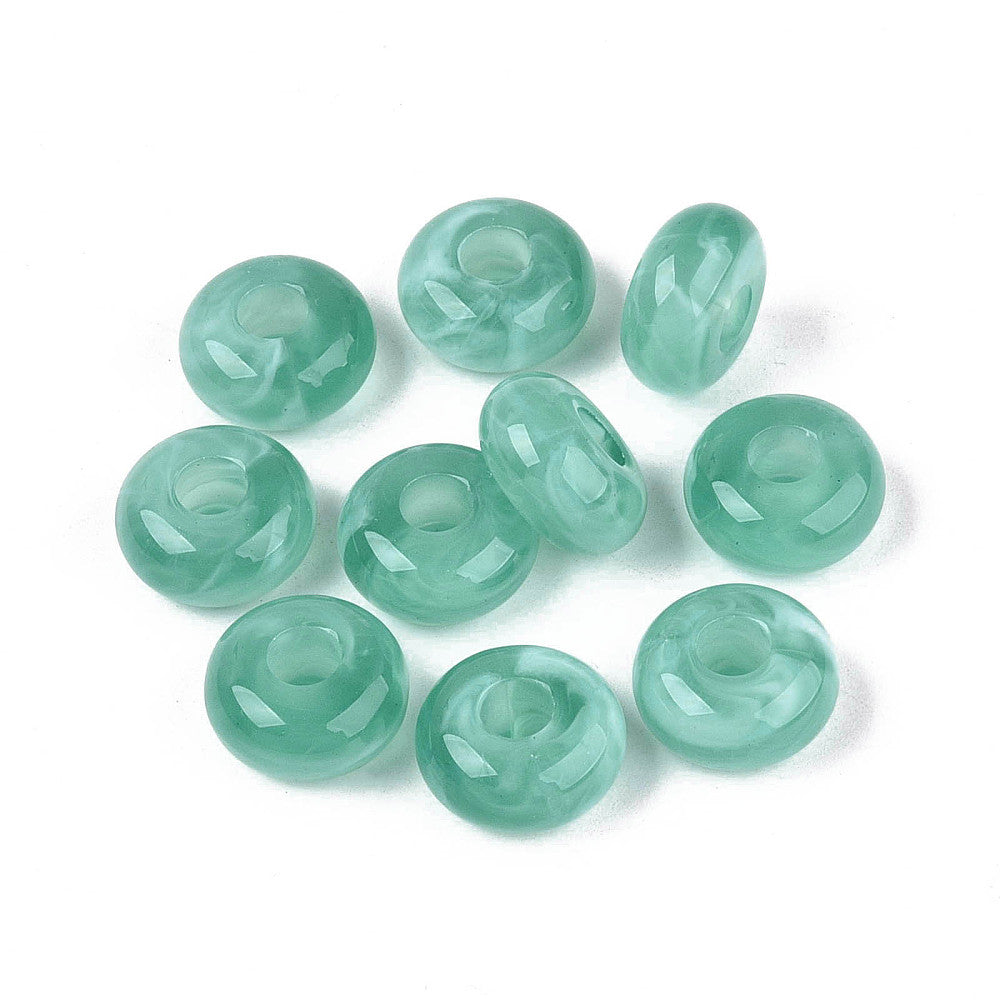 Acryl Kraal Edelsteen Look Groot Gat Rondel Jadegroen 14x7mm - per stuk-Kralen-Kraaltjes van Renate