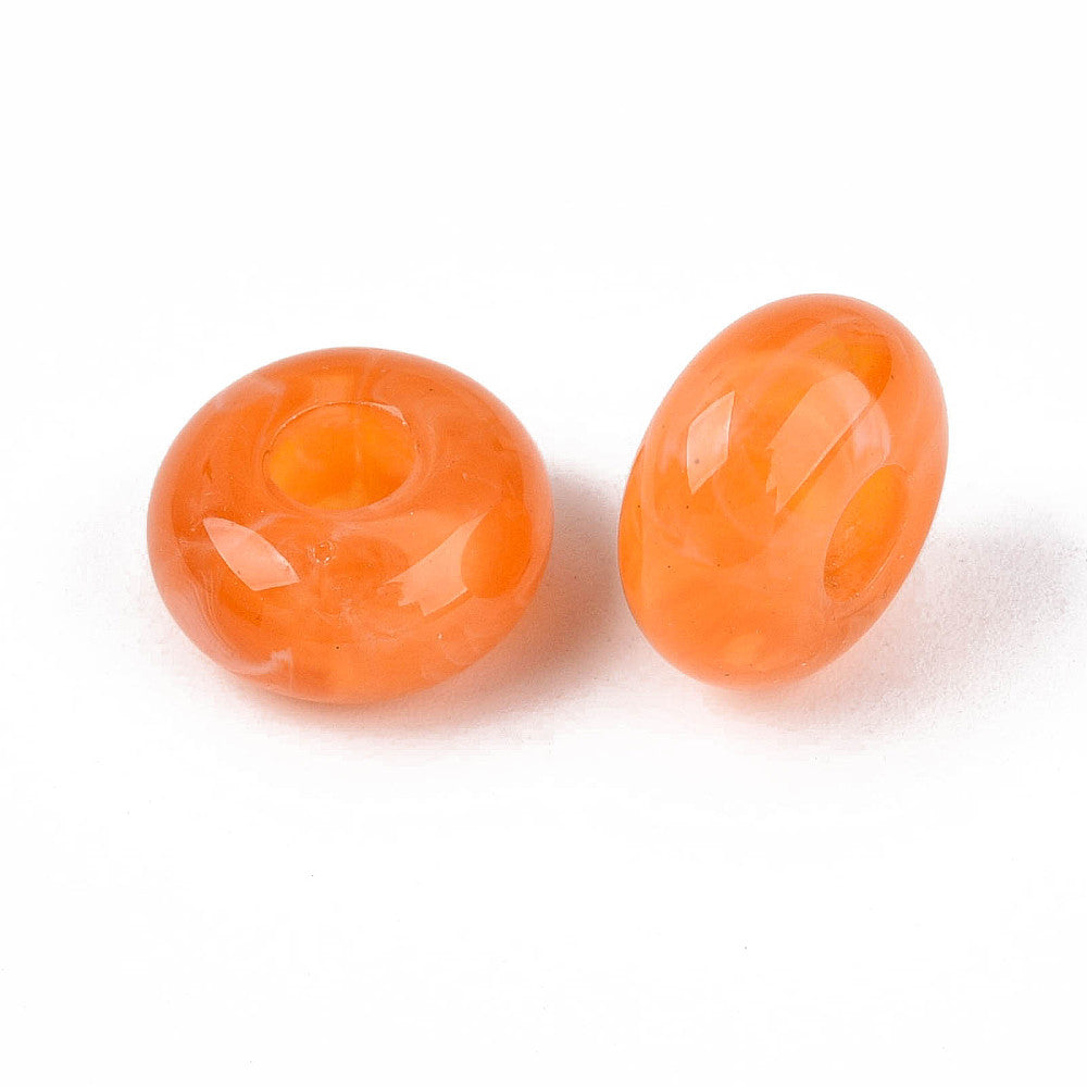 Acryl Kraal Edelsteen Look Groot Gat Rondel Oranje 14x7mm - per stuk-Kralen-Kraaltjes van Renate