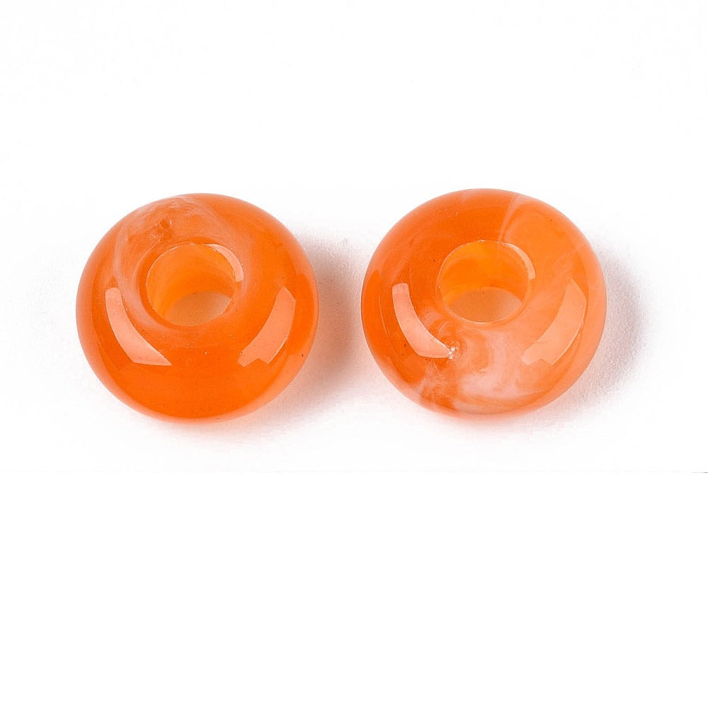Acryl Kraal Edelsteen Look Groot Gat Rondel Oranje 14x7mm - per stuk-Kralen-Kraaltjes van Renate