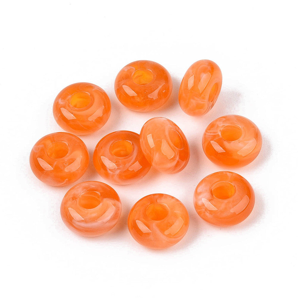 Acryl Kraal Edelsteen Look Groot Gat Rondel Oranje 14x7mm - per stuk-Kralen-Kraaltjes van Renate