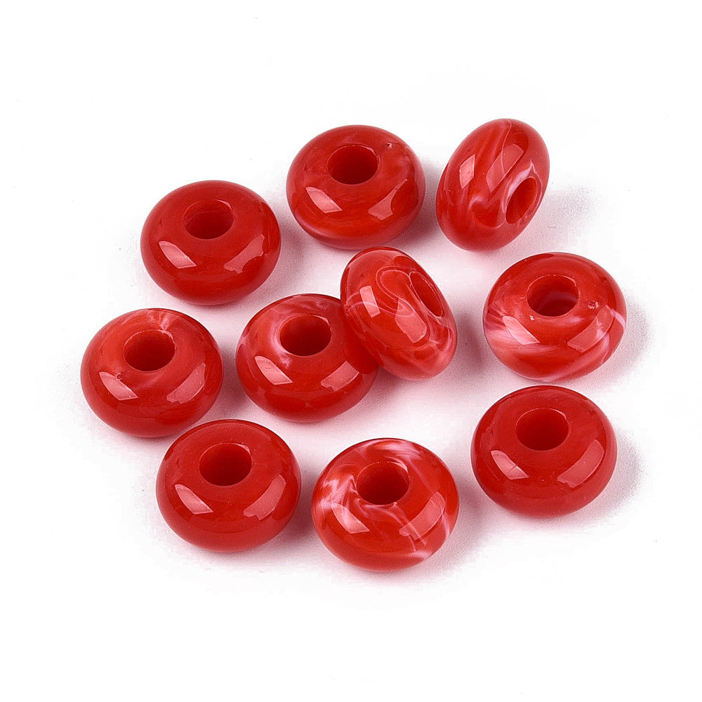 Acryl Kraal Edelsteen Look Groot Gat Rondel Rood 14x7mm - per stuk-Kralen-Kraaltjes van Renate