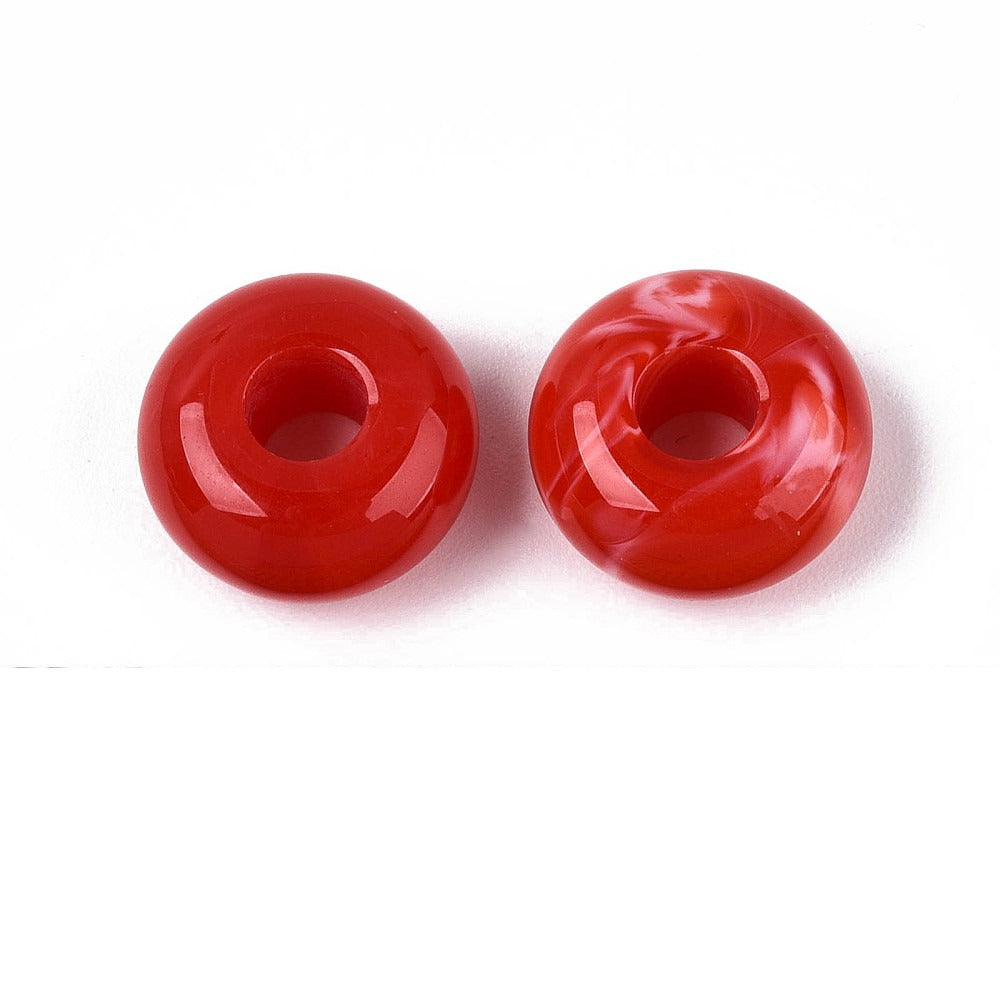 Acryl Kraal Edelsteen Look Groot Gat Rondel Rood 14x7mm - per stuk-Kralen-Kraaltjes van Renate