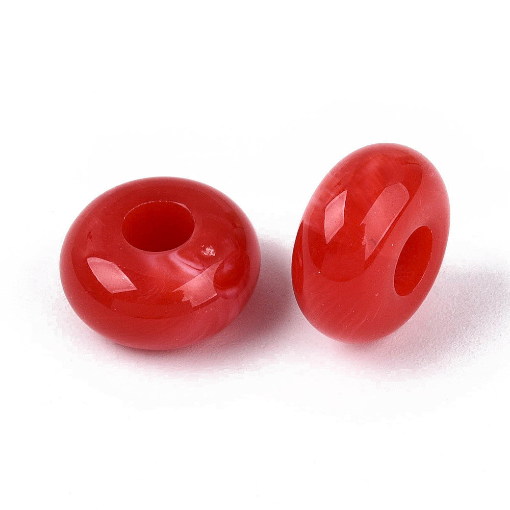 Acryl Kraal Edelsteen Look Groot Gat Rondel Rood 14x7mm - per stuk-Kralen-Kraaltjes van Renate